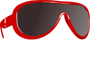 a pair of red sunglasses with black lenses