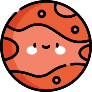 an orange planet with a smiley face