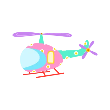 a pink and blue helicopter on a white background