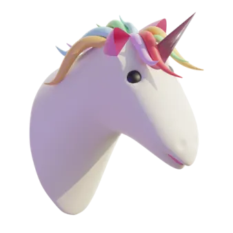 a unicorn's head with colorful manes