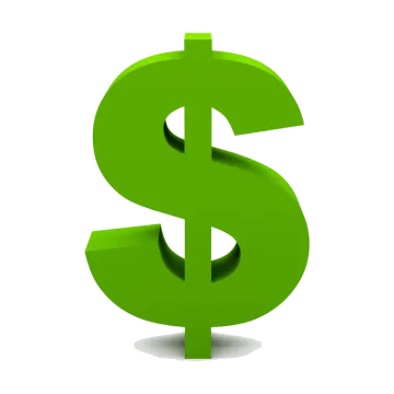 a green dollar sign on a white background