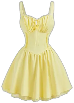 a little girl wearing a yellow dress