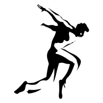 a black and white silhouette of a woman dancing