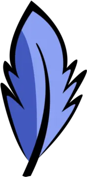 a blue feather with black outline