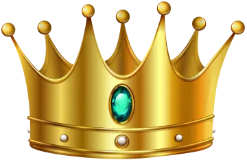 a gold crown with green gems