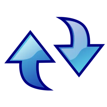 a blue arrow with two arrows pointing up