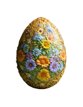 an easter egg decorated with flowers and leaves