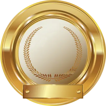 a gold medal with a ribbon around it