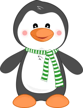 a cartoon penguin wearing a scarf