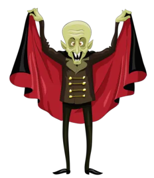 a cartoon character dressed as dracula