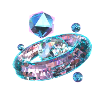 a pink and blue ring with diamonds on it