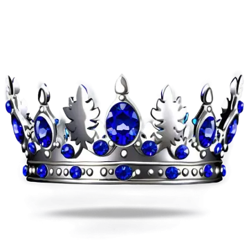a silver crown with blue crystals on it