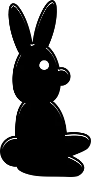 a black and white silhouette of a rabbit