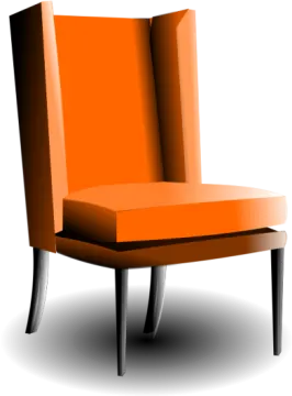 an orange chair on a white background