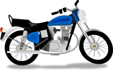 a blue and white motorcycle on a white background