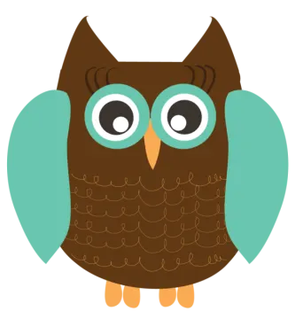 a brown owl with blue eyes
