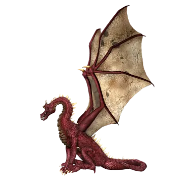a red dragon is flying in the air