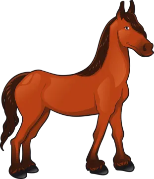 a brown horse standing on a white background