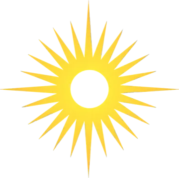 a yellow sun on a white background
