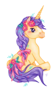 a drawing of a unicorn sitting on the ground