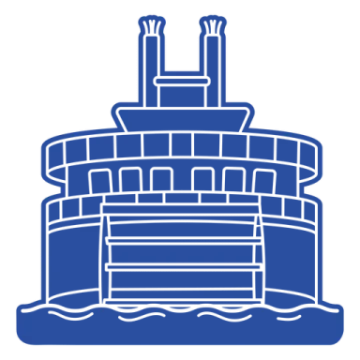a blue and white image of a large ship