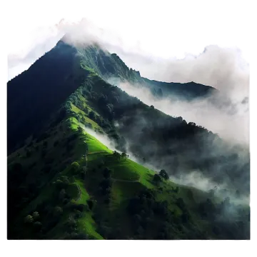 the mountains are covered in clouds