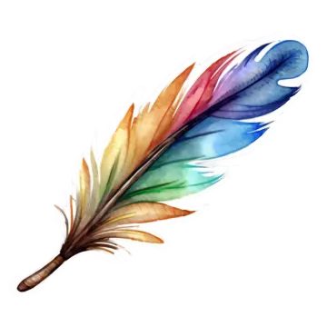 a colorful feather on a white background
