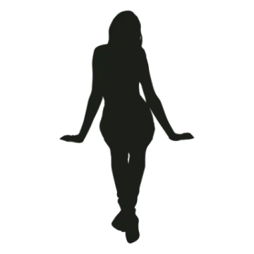 a silhouette of a woman in black and white