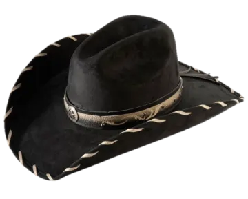 a black cowboy hat on a white background