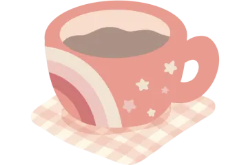 a cup of coffee on a checkered cloth