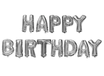 silver happy birthday foil balloons