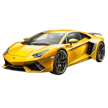 a yellow sports car on a white background