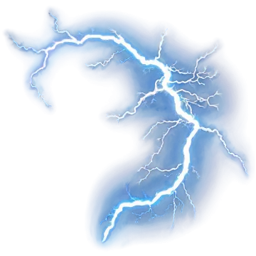 a blue lightning bolt on a white background