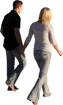 a man and a woman are holding hands