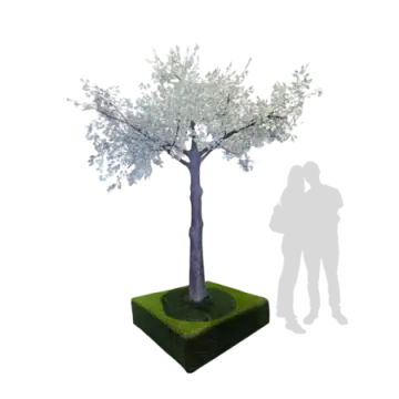 a 3d model of a tree with white leaves