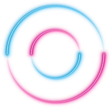 a blue and pink circle on a white background