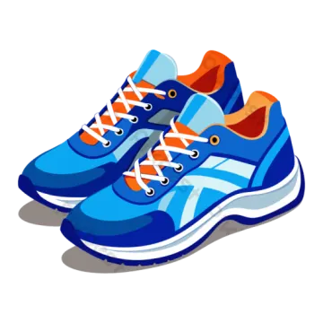 a pair of blue and orange sneakers