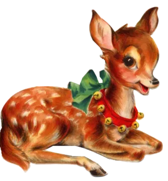 a drawing of a deer wearing a red scarf