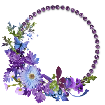 a necklace with purple flowers and green leaves