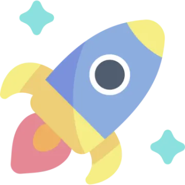 an illustration of a rocket with stars around it