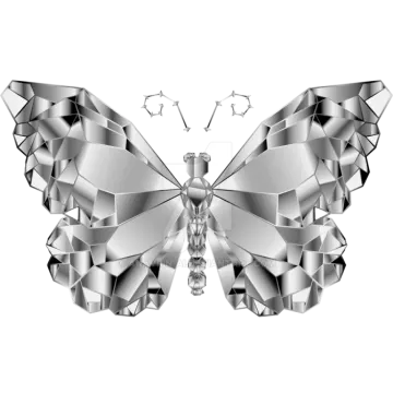 a silver butterfly on a white background