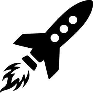 a black and white image of a rocket