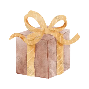 a brown gift box with a yellow bow