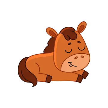 a brown horse laying down on the ground
