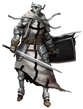 a drawing of a knight holding a sword