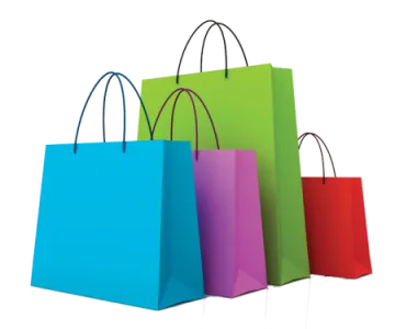 three colorful shopping bags