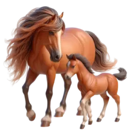 a mother horse and her foa