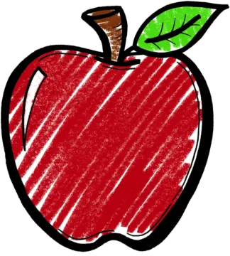 an apple with a green leaf on it