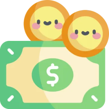 a money bag with two coins in it