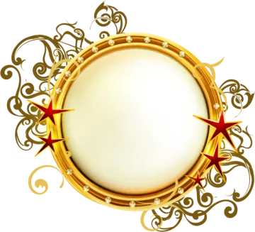 a gold frame with stars and scrolls